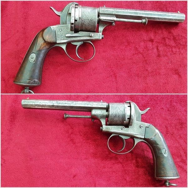 A good Belgian 13mm Pinfire 6 shot revolver by A FRANCOTTE. Circa 1865-1866.  Ref 8542.